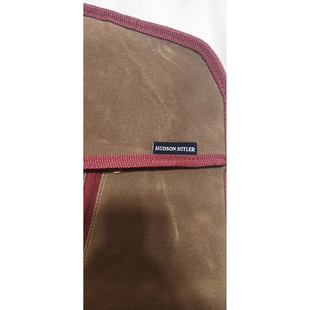 Hudson Sutler Waxed Canvas Garment Bag Brown Burgundy Travel Suit Cover NWT